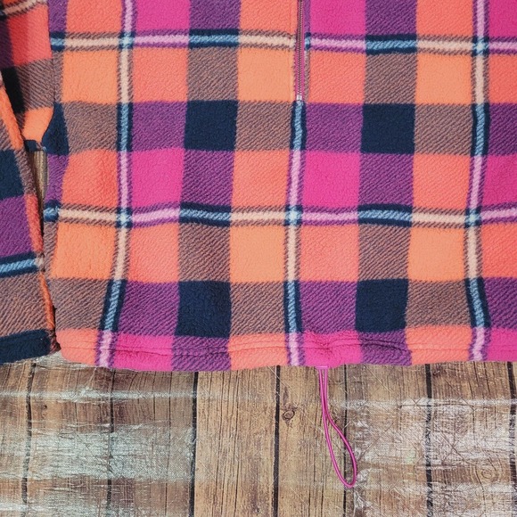 American Eagle Womens Pullover Pink Orange M Mock Neck Quarter Zip Pockets Soft - Picture 7 of 11